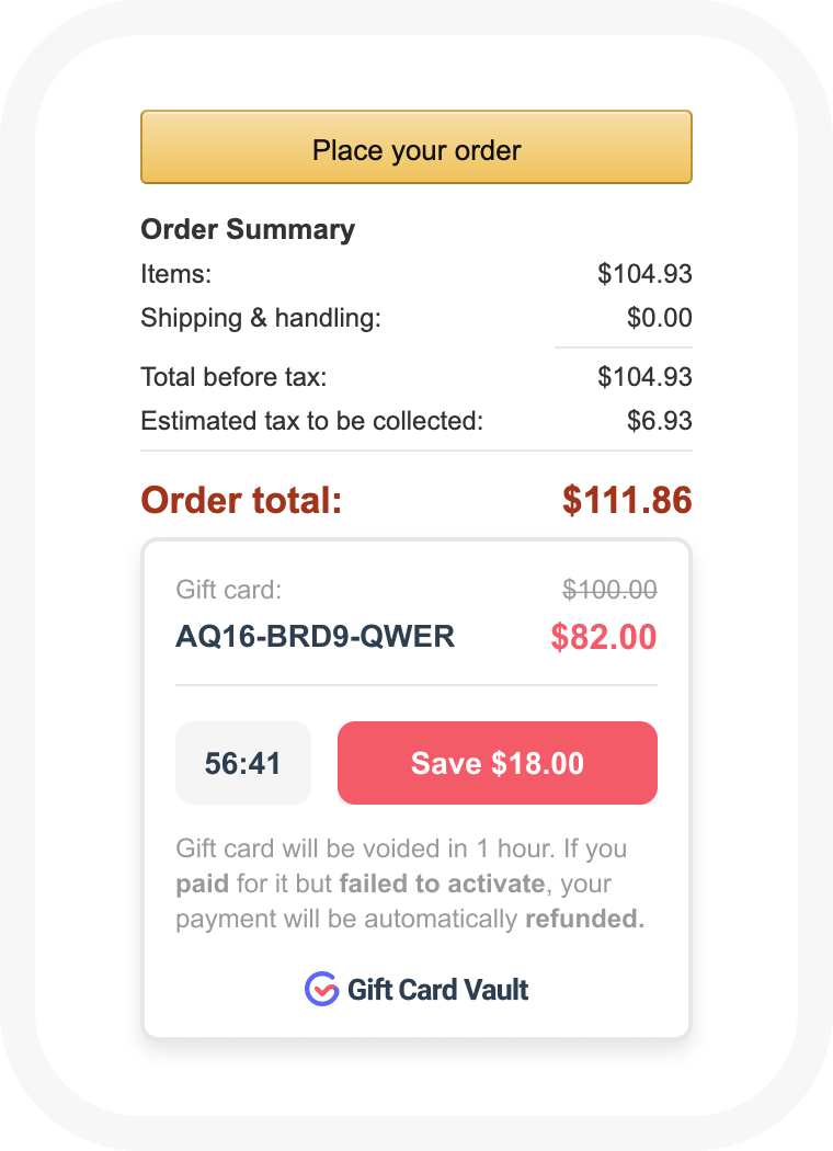 Oops: Important information about your  gift card order